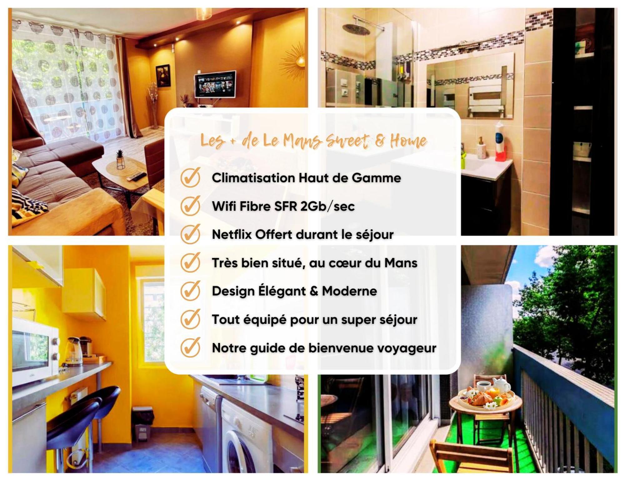 Le Mans City Sweet & Home - Climatise - Netflix - Wifi Fibre - Parking - Proche Circuit Des 24H & Centre-Ville - Accordhebergementconciergerie エクステリア 写真